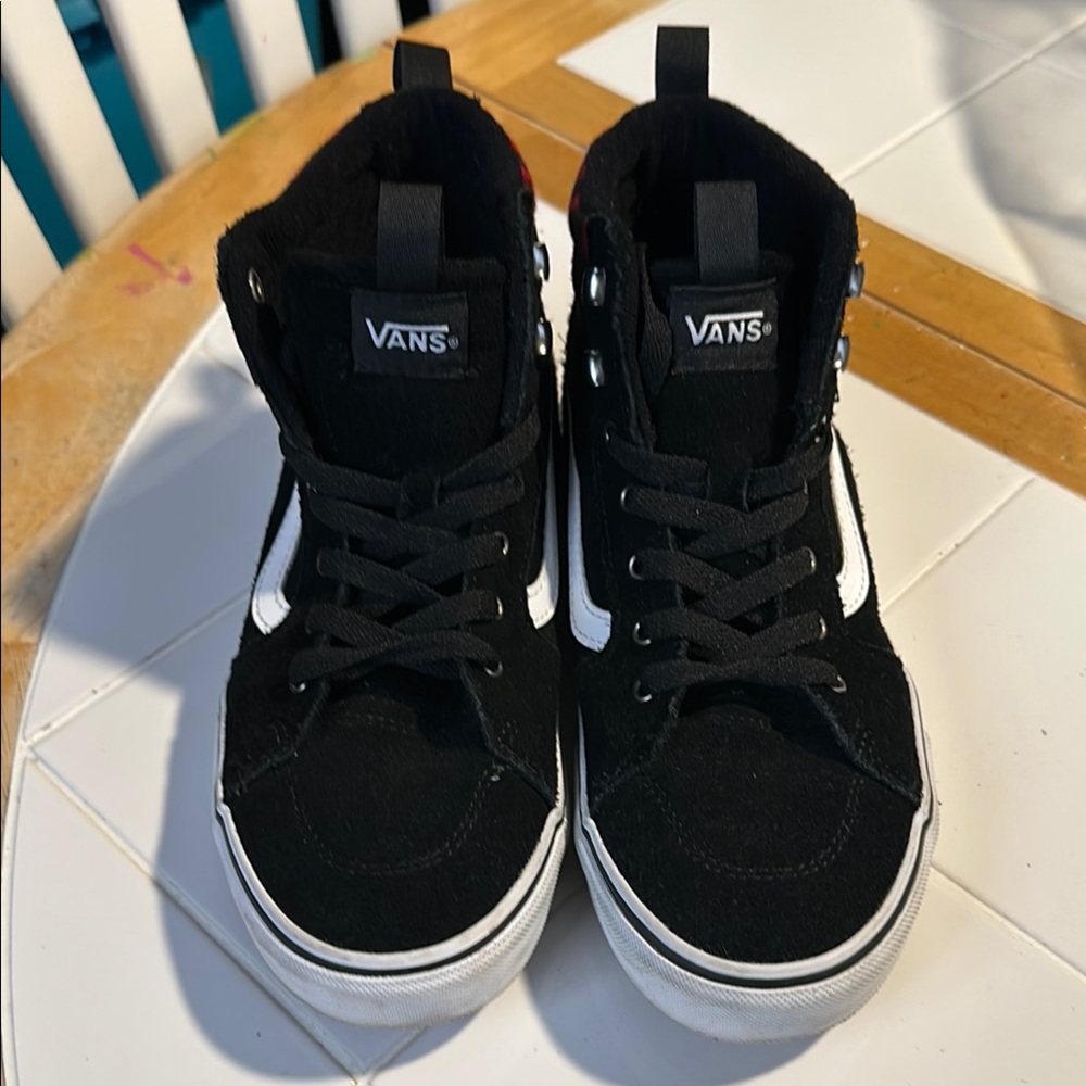 Vans Kids Black and White High-Top Sneakers